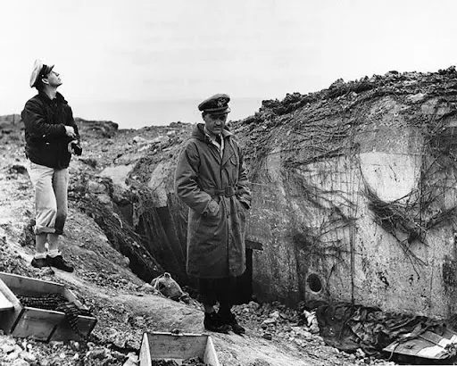 Damaged German fortifications at Pointe du Hoc